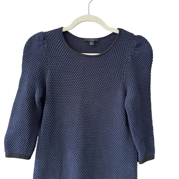 COS Raised Knit Sweater Dress Size XS Navy Blue Black - Picture 4 of 7